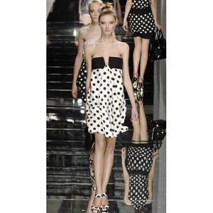 Valentino Spring Summr 2008 Large Black White Polka Dot Silk Babydoll Mini Dress